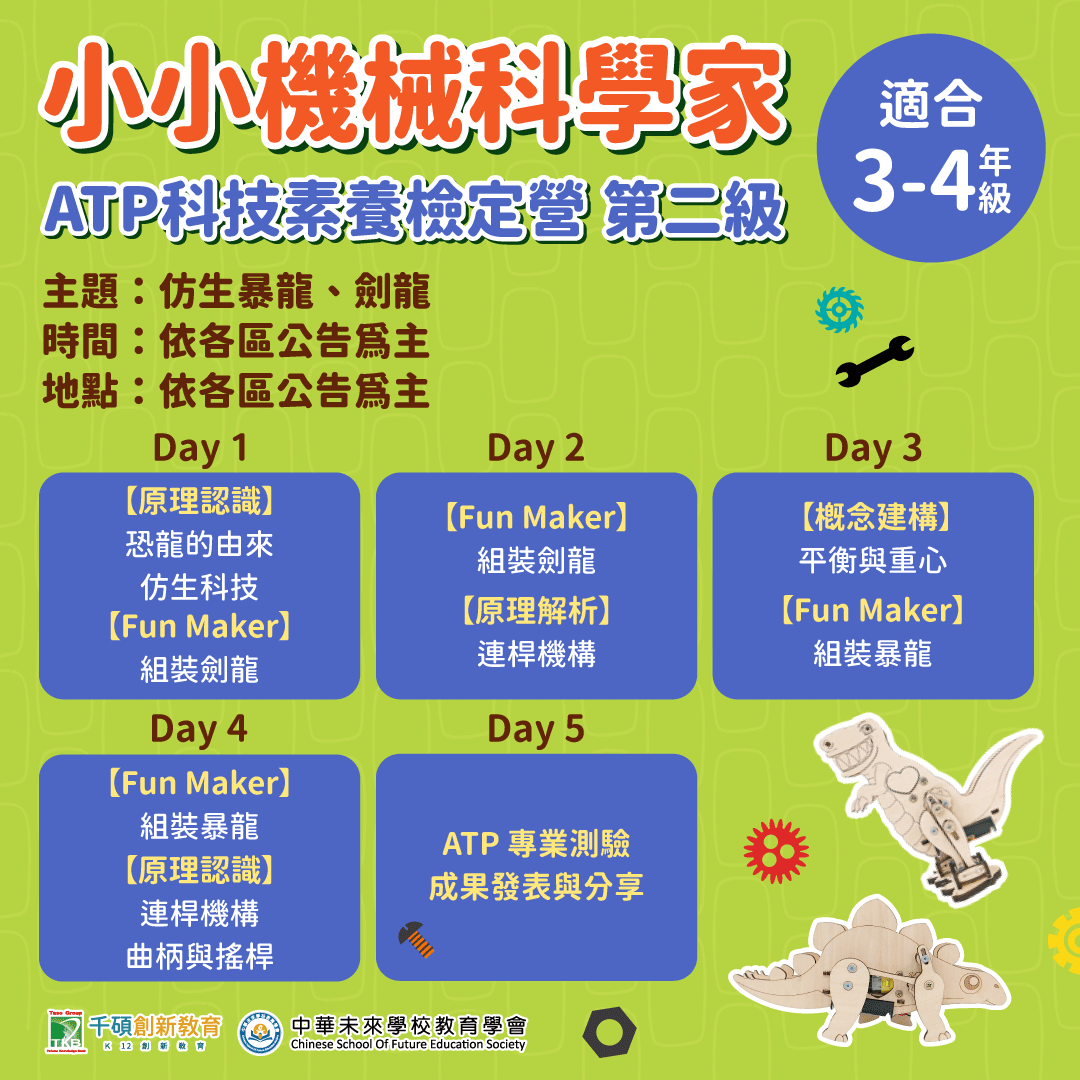 【2026千碩國小夏令營】小小機械科學家-ATP科技素養檢定營｜探究實作應用力